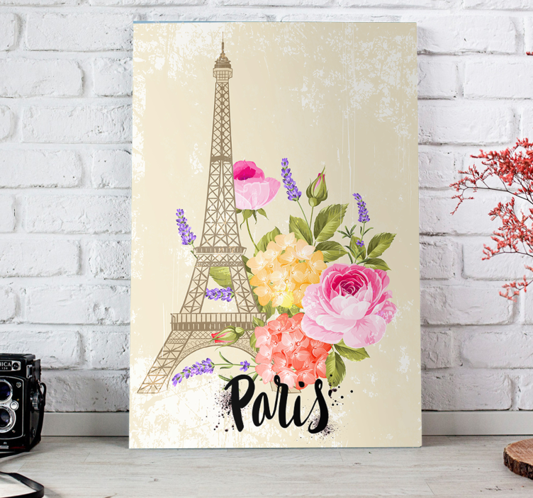 Tableau villes et pays tour eiffel en fleurs - TenStickers