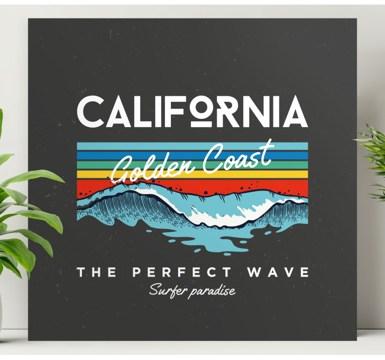 Tableau villes et pays vagues de surfeurs en californie - TenStickers