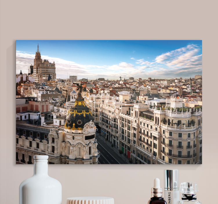 Tableau villes et pays vue sur la skyline de madrid - TenStickers