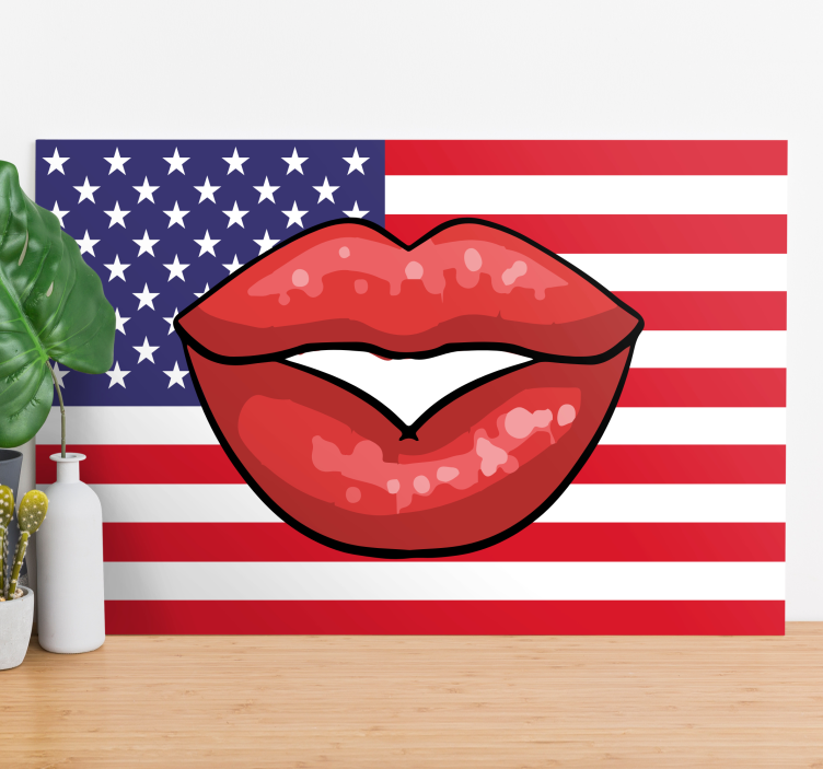 Tableau vintage lèvres sur drapeau - TenStickers