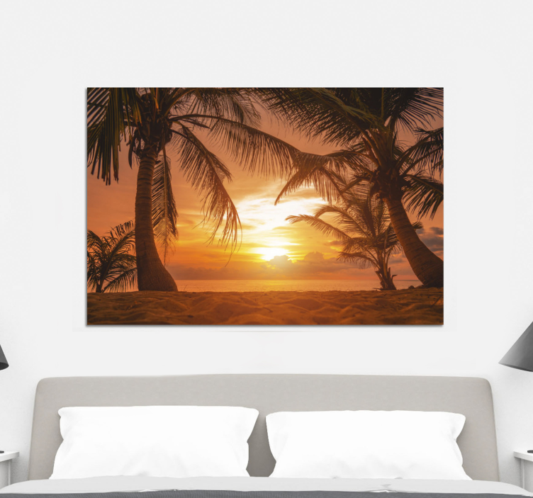 Tableau tête de lit Coucher de soleil sur la plage - TenStickers