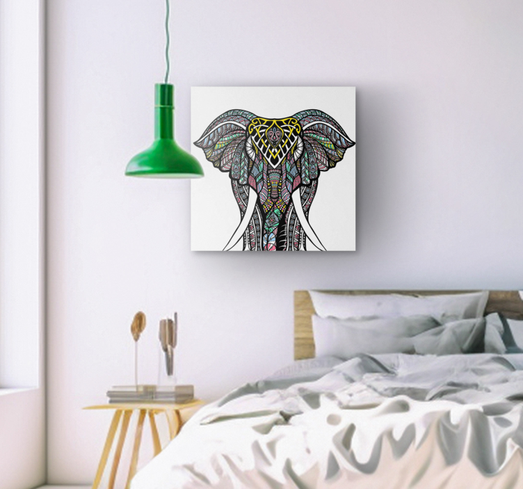 Tableau éléphant éléphant ethnique multicolore - TenStickers