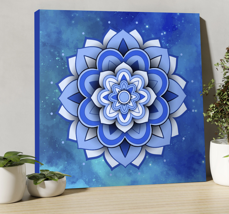 Tableau mandala Mandala floral bleu - TenStickers