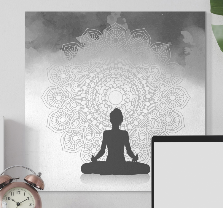 Tableau silhouette en méditation avec mandala - TenStickers