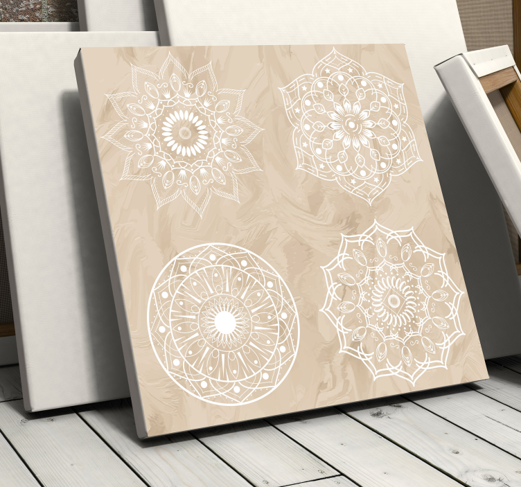Tableau mandala Quatre mandalas beiges - TenStickers