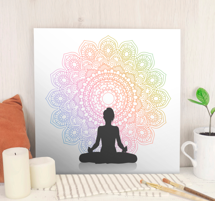 Tableau mandala Yoga arc en ciel - TenStickers