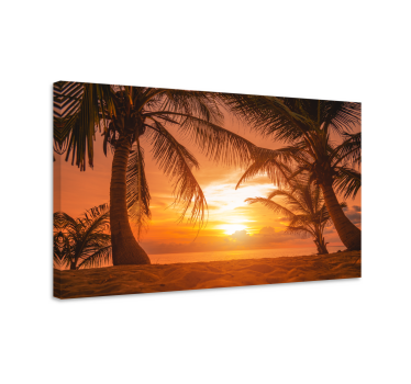 Tête de lit tableau Coucher de soleil sur la plage - TenStickers