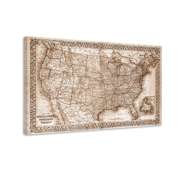 Tableau mappemonde Amérique du nord vintage - TenStickers
