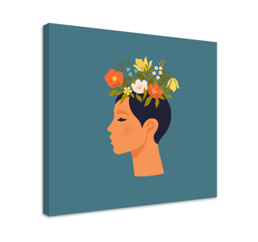 Tableau d'une femme avec une couronne florale - TenStickers