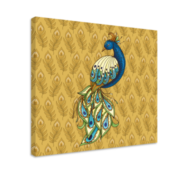 Tableau avec oiseaux Fleurs dorées de dinde florale - TenStickers