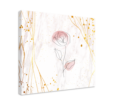 Tableau en 3d Rose sur fond doré - TenStickers
