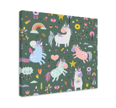 Tableau avec des illustrations de licornes - TenStickers