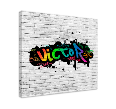 Tableau prénom graffiti sur fond briques - TenStickers