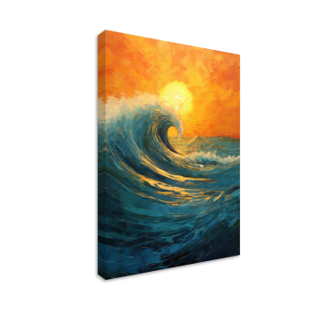 Tableau paysage vague au lever du soleil - TenStickers