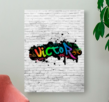 Tableau prénom graffiti sur fond briques - TenStickers