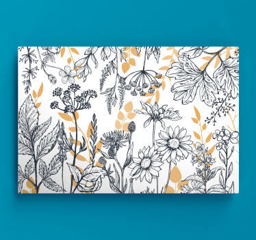 Tableau fleurs Variation "glamour floral" avec de l'or - TenStickers