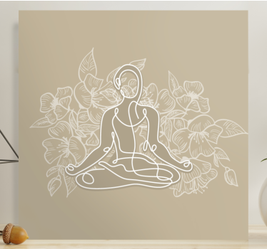 Tableau style yoga d'une femme méditant - TenStickers