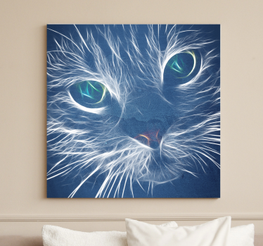 Tableau visage de chat abstrait bleu - TenStickers
