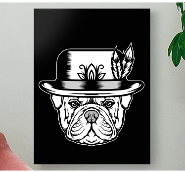 Tableau de chien Bouledogue sur fond noir - TenStickers