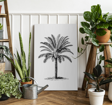 Tableau dessin palmier à l'encre noire - TenStickers