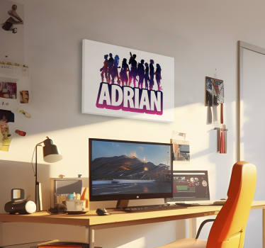 Tableau jeux vidéo silhouette personnages avec prénom - TenStickers