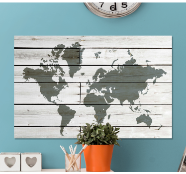 Tableau mappemonde Gris bois - TenStickers