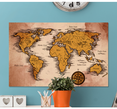 Tableau mappemonde Millésime avec des noms - TenStickers