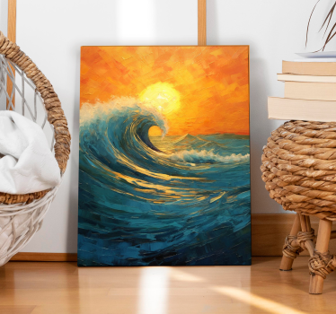 Tableau paysage vague au lever du soleil - TenStickers