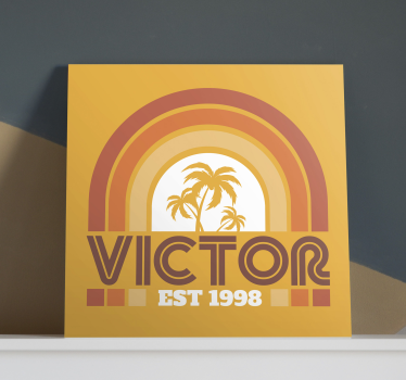 Tableau coucher de soleil rétro avec prénom - TenStickers