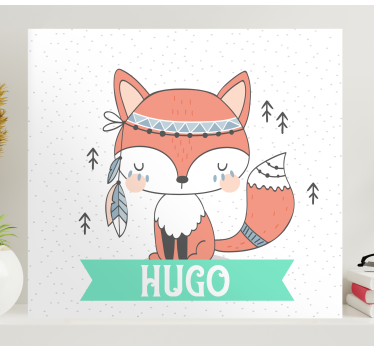 Tableau renard ethnique avec nom personnalisé - TenStickers
