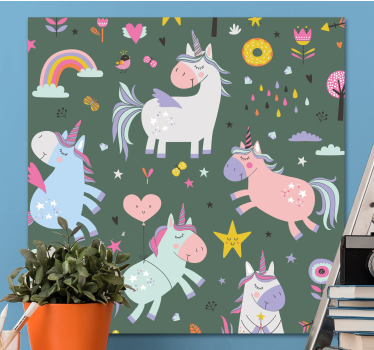 Tableau avec des illustrations de licornes - TenStickers