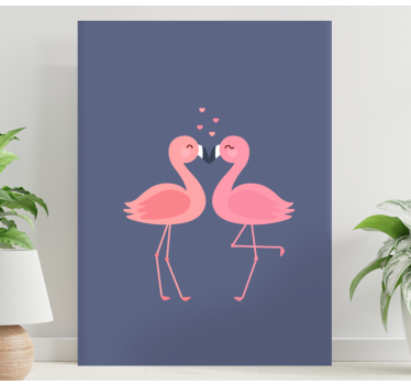 Tableau pour entrée Flamants roses formant un coeur - TenStickers