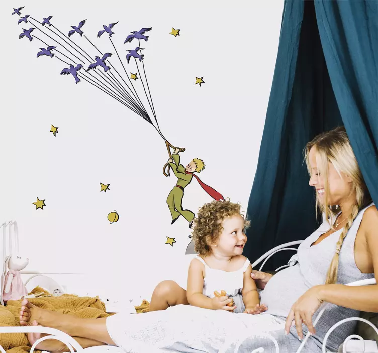 Sticker chambre enfant envol Petit prince coloré - TenStickers