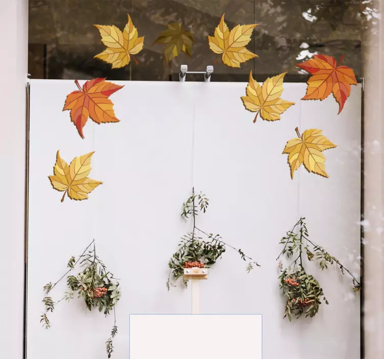 Sticker mural nature pack de 9 feuilles d'automne - TenStickers