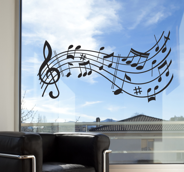 Sticker mural musique vague de notes musicales - TenStickers