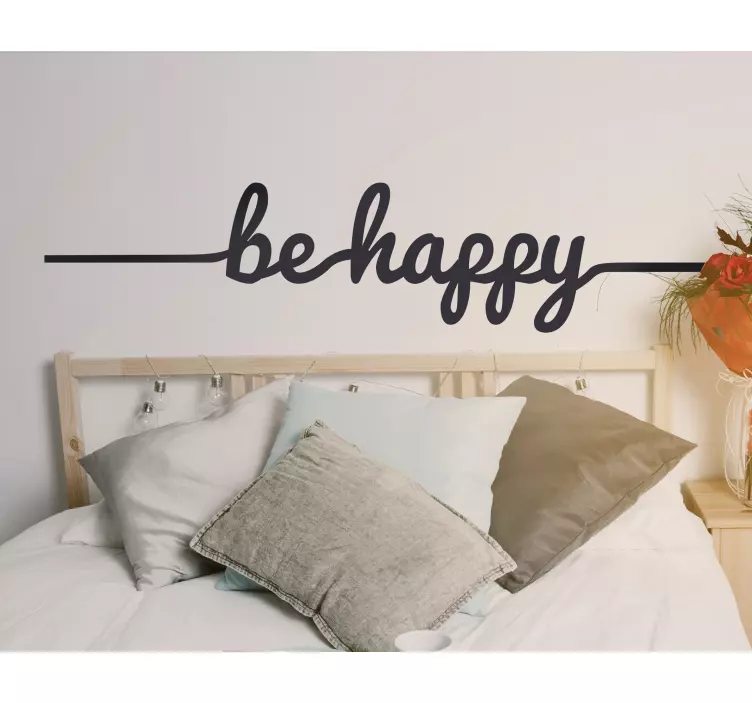 Sticker mural pour salon ligne be happy - TenStickers