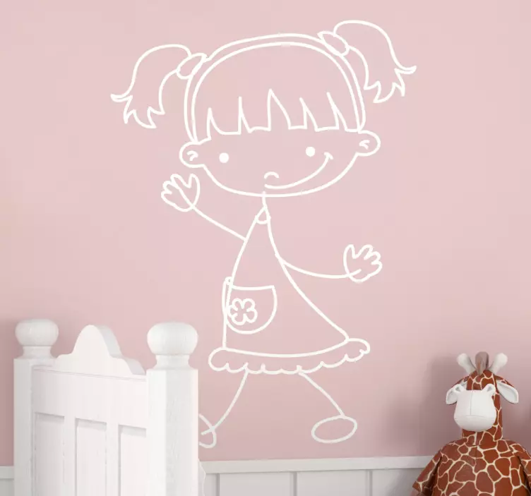Sticker enfant fillette couettes - TenStickers