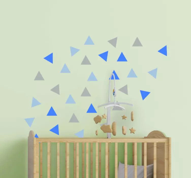 Sticker chambre bébé pack petits triangles gris et bleus - TenStickers