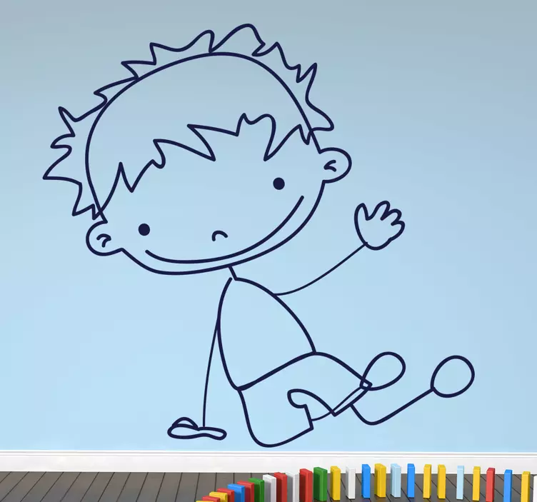 Sticker enfant garçonnet assis - TenStickers
