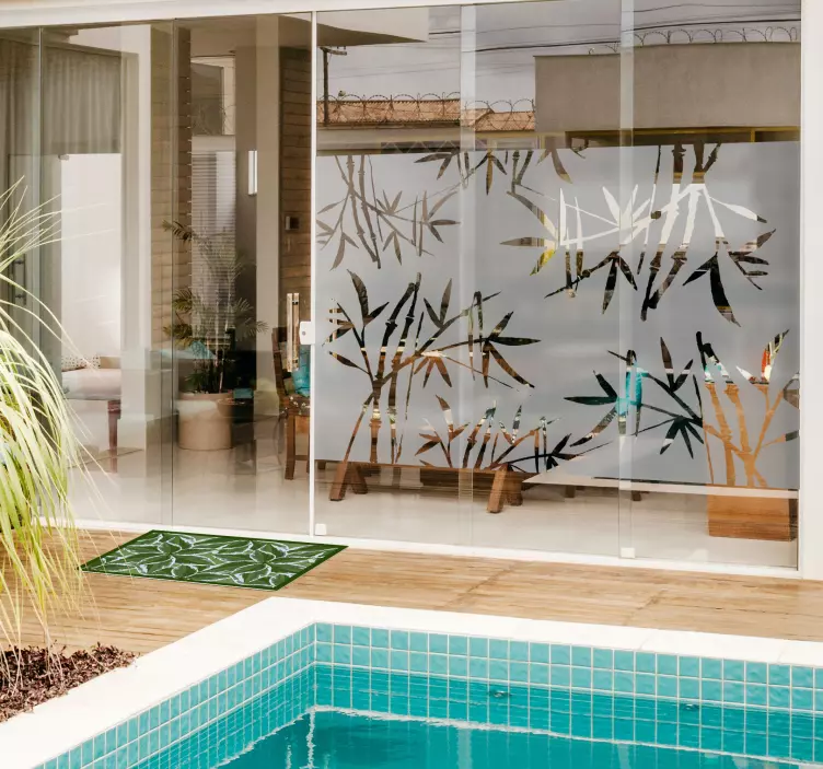 Sticker Paroi de Douche Salle de Bain Silhouette Bambou - TenStickers