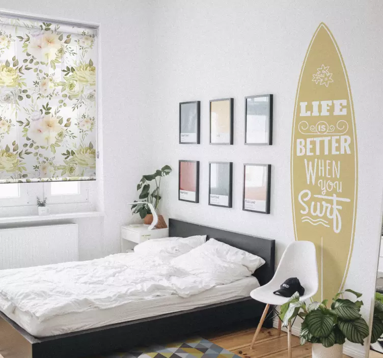 Sticker chambre ado surf planche avec texte - TenStickers