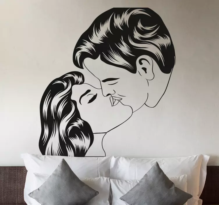 sticker mural couple baiser - TenStickers