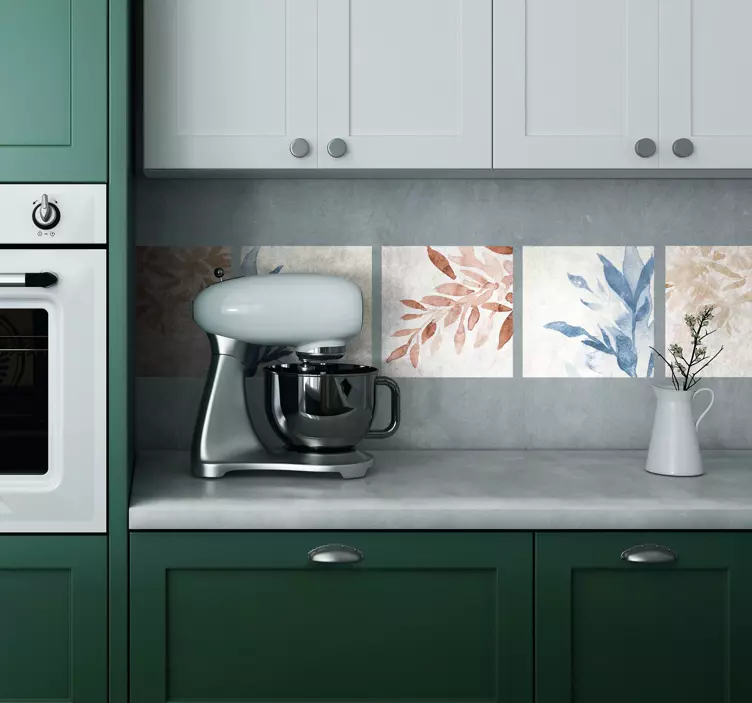 Carrelage adhésif motif floral aquarelle - TenStickers