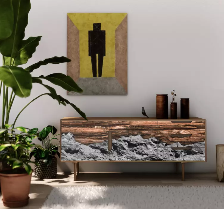 Adhésif meuble bois de chauffage et pierre - TenStickers