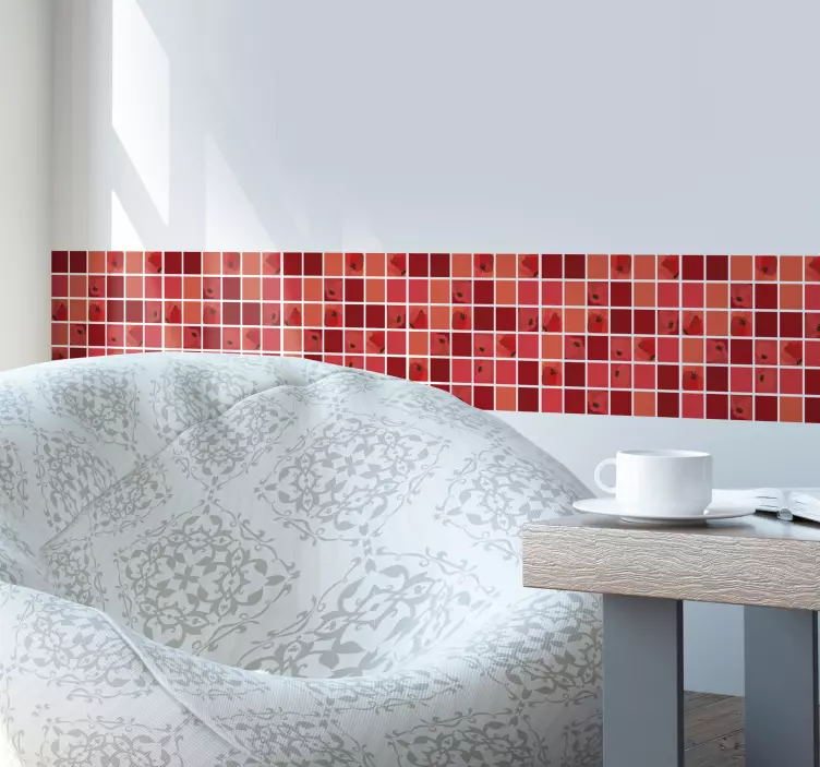 Frise tapisserie murale mosaïque de coquelicots - TenStickers