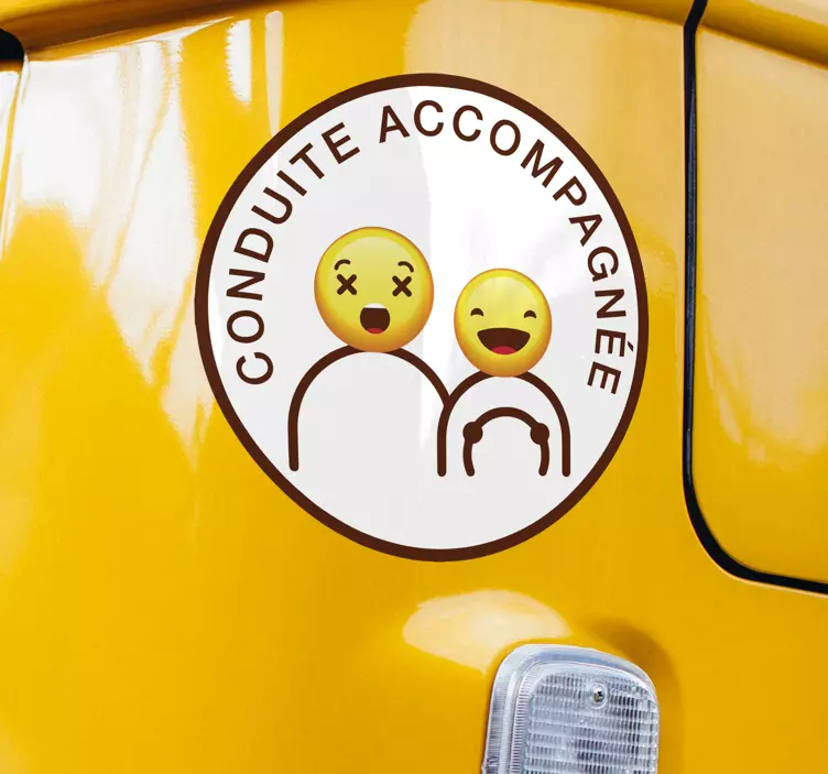 Adhésif voiture conduite accompagnée humour - TenStickers