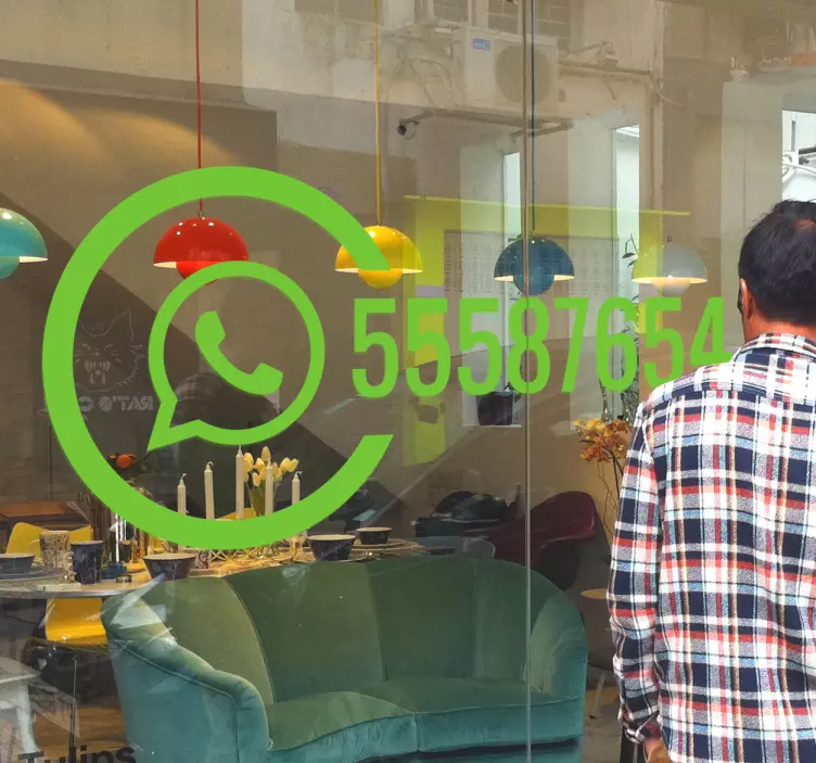 Sticker vitrine Whatsapp numéro personnalisable - TenStickers