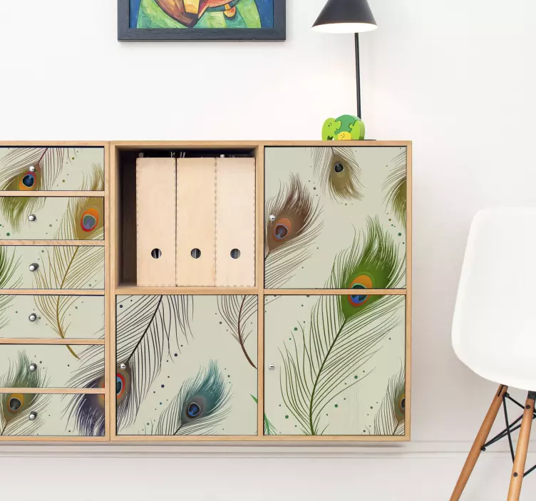 Sticker Meuble Plumes de paon - TenStickers