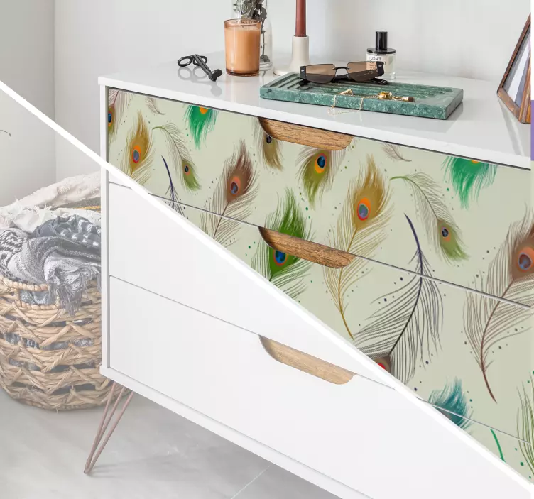 Sticker Meuble Plumes de paon - TenStickers