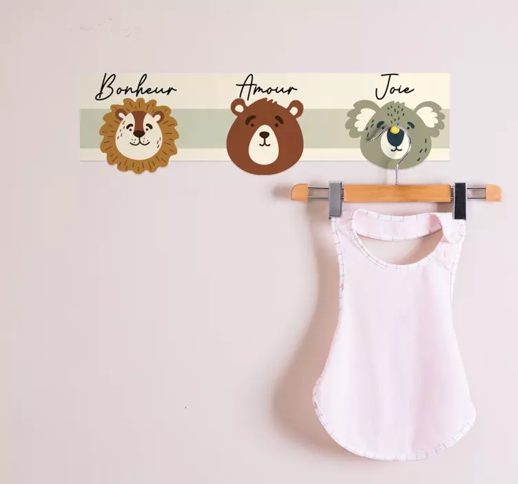 Sticker mural porte-manteau animaux boho - TenStickers